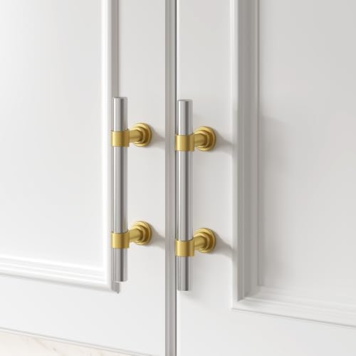 homdiy 10 Pack 3 Inch Hole Center Brushed Nickel and Gold Cabinet Pulls - color: Brushed Nickel & Matte Gold, size: 3 in Hole Centers