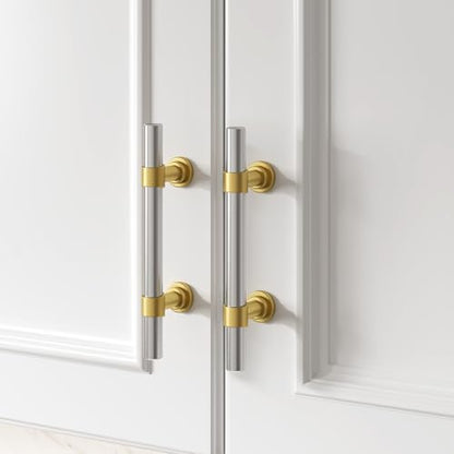 homdiy 10 Pack 3 Inch Hole Center Brushed Nickel and Gold Cabinet Pulls - color: Brushed Nickel & Matte Gold, size: 3 in Hole Centers