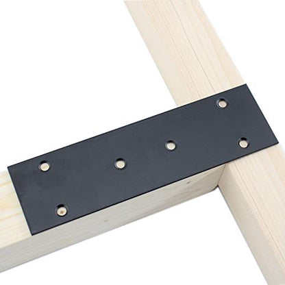 4 Pack Flat Straight Brace Brackets,ULIFESTAR Stainless Steel Mending Bracket Plate Metal Shelf Support Fixing Joining Plate for Furniture,Wood,Shelves,Cabinet with Screws Black (48x169mm/1.9x6.7'') - size: 48 x 169 x 2 mm