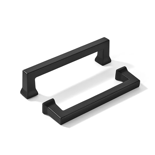khtumeware 10 Pack 3-3/4inch(96mm) Hole Center Black Cabinet Pulls Heavy-Duty Solid Matte Black Cabinet Hardware Pulls for Kitchens, bathrooms and Dresser Handle - color: Black, size: 3-3/4inch(96mm) hole center