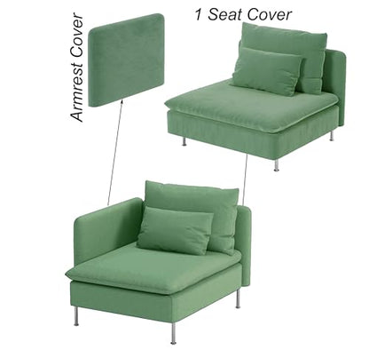 Heavy Velvet SODERHAMN Chair Cover Compatible with IKEA Sofa Slipcover - color: Velvet Light Green, size: 1 Seat Section