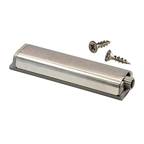 Rok Hardware Slim Brushed Nickel Drawer Cabinet Door Push Touch Latch Kitchen Home (2 Pack, Linear) - size: Linear