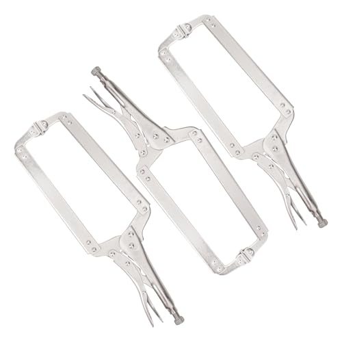 3 Pack 18 Inch C Clamp Locking Pliers with Swivel Pads, C-Clamp Face, Heavy Duty C Clamp Locking Pliers, Adjustable Vise Grip C Clamps for Woodworking and Home Improvement - size: 3 Pack 18 Inch