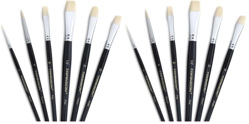 Transon Paint Brush Set 6pcs Art Painting Flexible Bristle for Acrylic Watercolor Gouache Oil Leather Canvas and Face Painting (Pack of 2) - size: size 2 (Pack of 2)