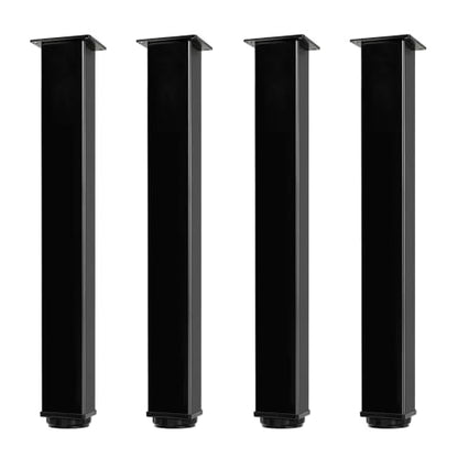QLLY 16 Inch Square Adjustable Metal Coffee Table Legs, Heavy Duty Furniture Legs with 1” Leveling Feet for Ottoman, Bench, End Table and Sofa Replacement, Set of 4 (Black) - color: Black, size: 16 inch