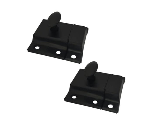 QCAA Oval Turn Cabinet Latch, for Cupboard & Other Furniture, Large, Matte Black, Made in Taiwan, 2 Pack - color: Matte Black, size: 2pack-large