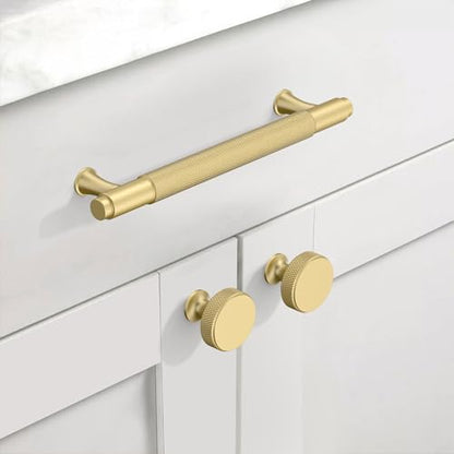 10 Pack Matte Gold Knurled Cabinet Knobs Round Drawer Pulls - color: Matte Gold