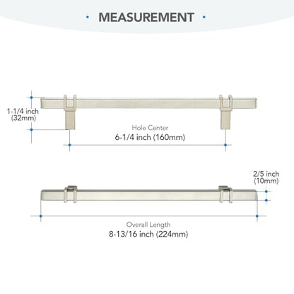 HOME EDIT 25 Pack 6-1/4 inch Brushed Nickel Cabinet Handles, Kitchen Cabinet Handles Drawer Pulls Zinc Alloy Square Bar Kitchen Pulls - color: Brushed Nickel, size: 6-1/4 Inch Hole Center