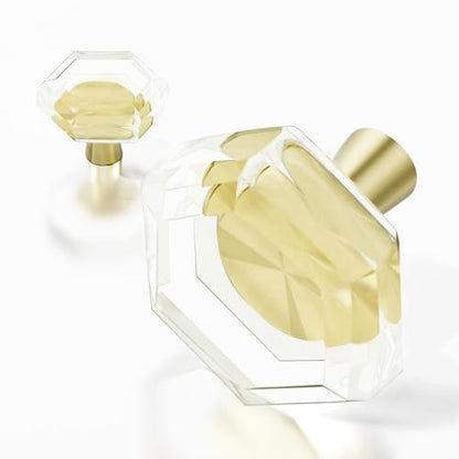4 Pack Hexagon Crystal Cabinet Knobs,1-1/4 Inch, Gold - color: Gold-4 pack, size: Hexagon