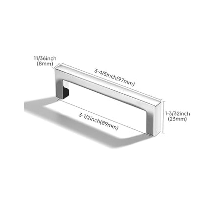 khtumeware 10 Pack 3-1/2 inch(89mm) Hole Center Polished Chrome Cabinet Pulls Solid Heavy-Duty Square Cabinet Handles Drawer Pulls Kitchen Cabinet Hardware Kitchen Handle - color: Polished Chrome, size: 3-1/2 inch(89mm) hole center