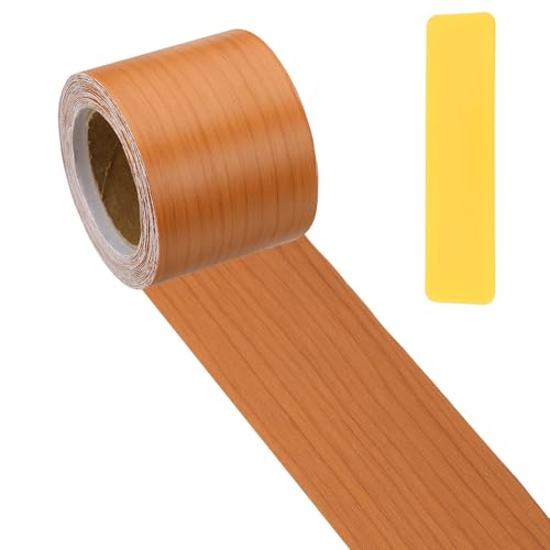 PATIKIL Wood Grain Repair Tape 2" x33', Self Adhesive Realistic Textured Repair Patch Peel and Stick Wood Tape with Scraper for Floor Door Window Furniture Table Red Cherry - color: Red Cherry, size: 2"x33'
