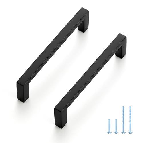 JOY DECOR Matte Black Cabinet Pulls Slim Square Handles 3-3/4 Inch, 30 Pack - size: 3-3/4 Inch Hole Center