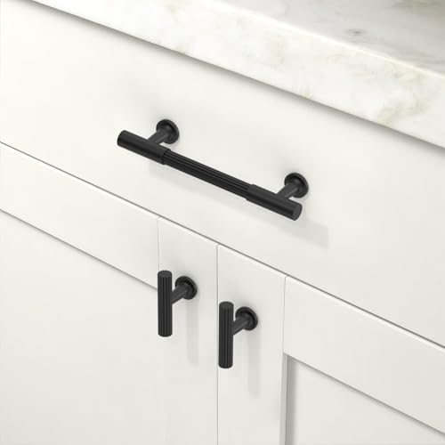 10 Pack Matte Black Cabinet Pulls 3.75 Inch(96mm) Kitchen Cabinet Handles Solid Heavy Duty Drawer Pulls - color: Matte Black, size: 3.75" Hole Center