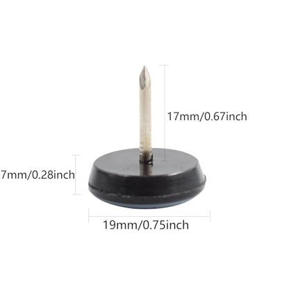 24pcs 3/4" Nail on Furniture Glides Sliders for Wooden Furniture, Furniture Sliders Pads Teflon Furniture Glides Chair Leg Pads Floor Protectors PTFE Moving Furniture Glides - size: 0.75"-24pcs