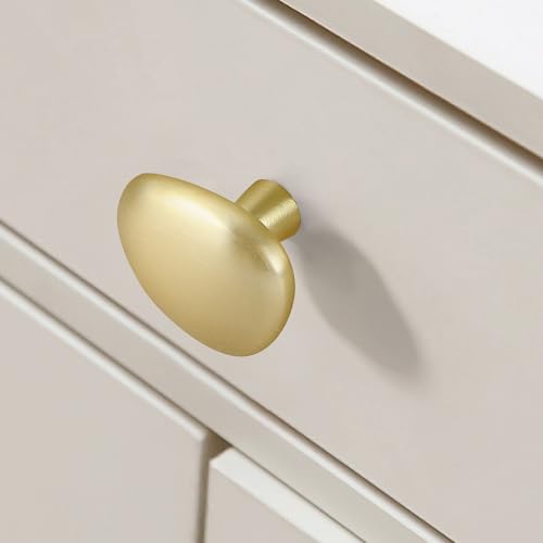 Malimali 10 Pack Brushed Brass Pebble Cabinet Knobs for Dresser Drawers - color: Brushed Brass