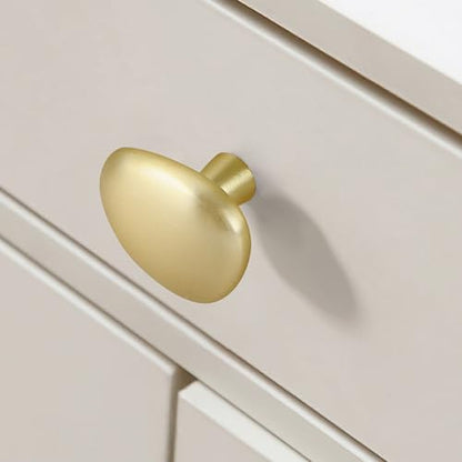 Malimali 10 Pack Brushed Brass Pebble Cabinet Knobs for Dresser Drawers - color: Brushed Brass