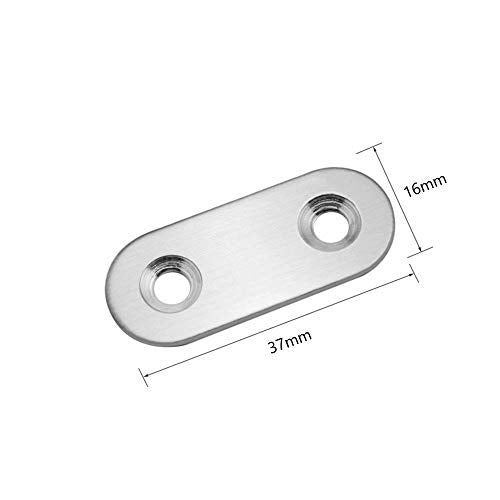 10 Pieces Straight Flat Corner Brace 37 by 16 mm Stainless Steel Joining Plate Connector Support Shelf Bracket 2 Install Holes with 24 Pieces Screws