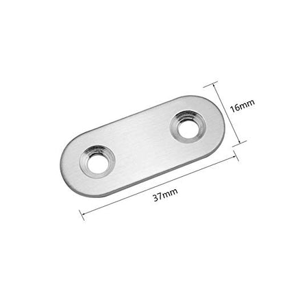 10 Pieces Straight Flat Corner Brace 37 by 16 mm Stainless Steel Joining Plate Connector Support Shelf Bracket 2 Install Holes with 24 Pieces Screws