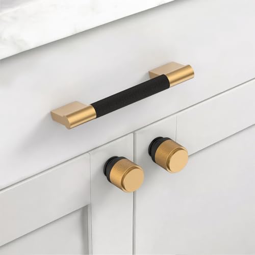 Asidrama 10 Pack 3.75 inch Matte Black and Champagne Bronze Cabinet Pulls - color: Black-Champagne Bronze, size: 3.75" Hole Center(96mm)