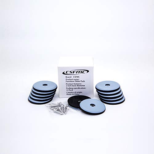 Furniture Slider Pads,Table/Chair/Cabinet/Sofa Glide,Protect the Floor by Sliding Like Magic,Install the Bottom of the Furniture (2 inch Base) - size: 12 Pack 2 inches(50mm) Base