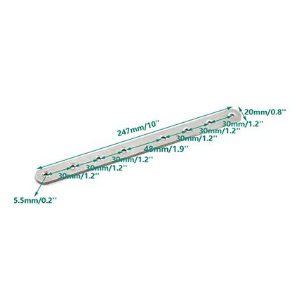 4 Pack Flat Mending Plate for Wood,ULIFESTAR Stainless Steel Straight Brackets 250mm / 10" Length 8 Screw Hole Flat Repair Fixing Wood Brace Joining Plates Connector with Fixing Screws - size: ['250x20x3mm']