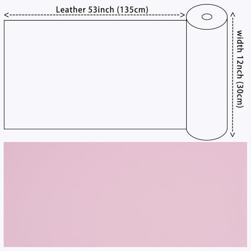 Smooth Solid Color Faux Leather Sheets Roll 12"X53" (30cmX135cm),Very Suitable for Making Crafts, Leather Earrings, Bows,Sewing (Light Pink) - color: Light Pink