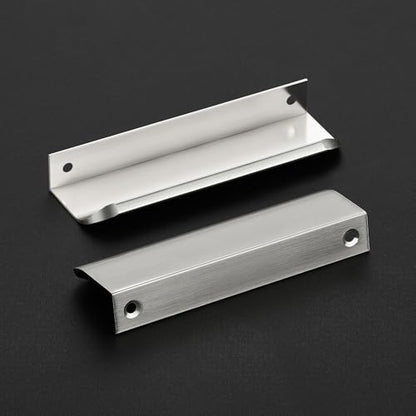 Brushed Nickel Cabinet Handles Finger Edge Pulls 4.75 Inch CC 10 Pack - color: Silver, size: 120mm/4.72" Overall Length