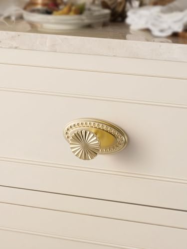 10 Pack Brushed Gold Cabinet Knobs with Base Brass Flat Drawer Pulls Kitchen Cupboard Bathroom Dresser Cabinet Hardware Handles Zinc Alloy - color: Brushed Gold, size: Knob with Base