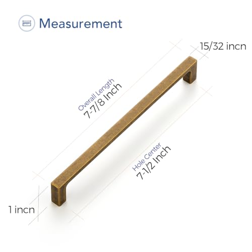 Ravinte Antique Brass Cabinet Handles Solid Square Pulls 7-1/2 Inch 10 Pack - size: 7-1/2 Inch Hole Center