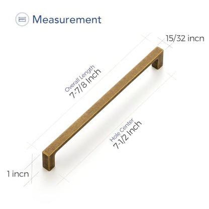 Ravinte Antique Brass Cabinet Handles Solid Square Pulls 7-1/2 Inch 10 Pack - size: 7-1/2 Inch Hole Center