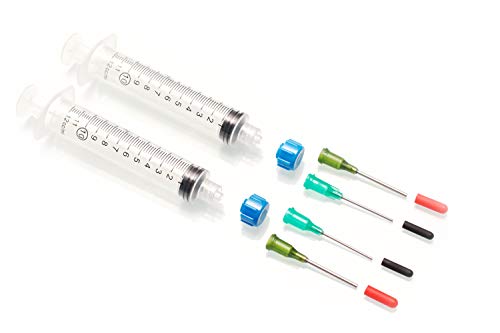 Mini Industrial Syringe Pack - 10ml Luer Lock Syringes, 14 and 18 Gauge Blunt Needles, Covers and Syringe Caps | Precision Crafting, Gluing, Refilling Pens and Empty Cartridges, Repairs