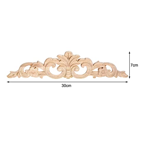 1Pc Wood Carved Appliques Long Wooden Carving Onlays Decals for Furniture - color: 1-Pack, size: 11.9 x 2.8 inches