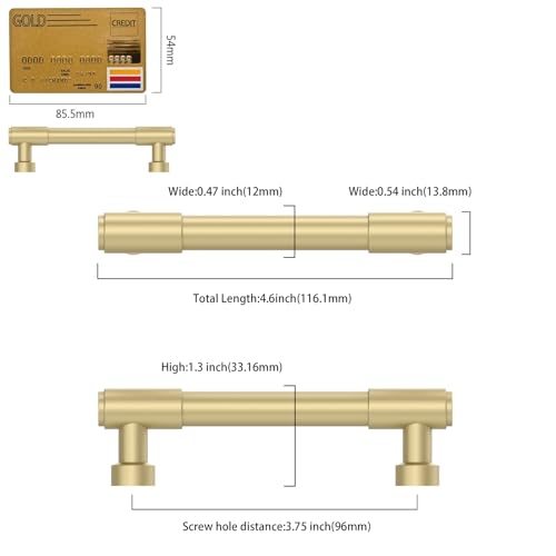 Amerdeco 10 Pack Brushed Gold Cabinet Pulls 3.75 Inch(96mm) Hole Center Drawer Pulls Cabinet Hardware Kitchen Cabinet Handles for Bathroom ZH0075 - color: Brushed Gold, size: 3.75"/96MM Hole Center