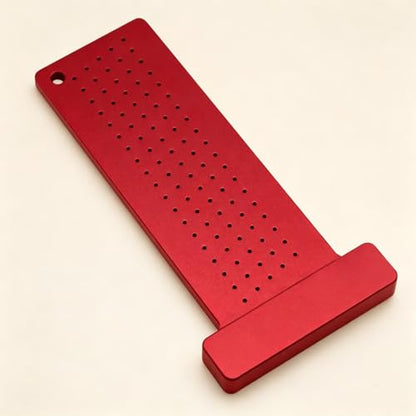 4 Inch Aluminum T Square Woodworking Ruler, Inch Positioning Layout Tool, Hole Marking Gauge, Precision Scribing Straight Edge, Carpenter Measuring Tool for DIY Craft and Furniture Work