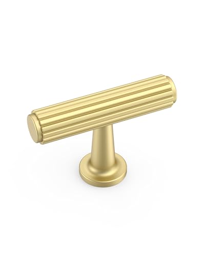 Brushed Gold Cabinet Knobs Drawer Pulls 10 Pack - color: Matte Gold, size: T-Knob