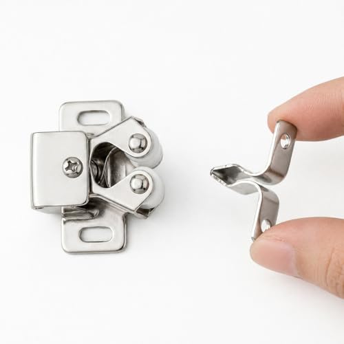 6 Pack Cabinet Latch, Cabinet Door Latch, Double Roller Catch for Cupboard Closet Door (Silver) - color: Silver