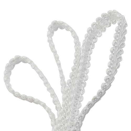 White Gimp Braid Trim, 1/2 Inch Width - color: White