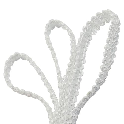 White Gimp Braid Trim, 1/2 Inch Width - color: White