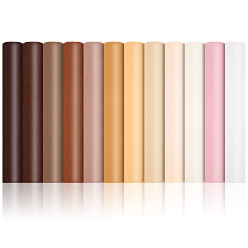 12 Pieces Faux Leather Sheets 8×12 inches Skin Glitter Leather Sheets - color: Skin Tone