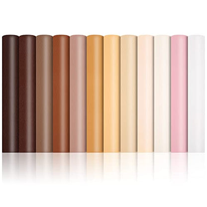 12 Pieces Faux Leather Sheets 8×12 inches Skin Glitter Leather Sheets - color: Skin Tone