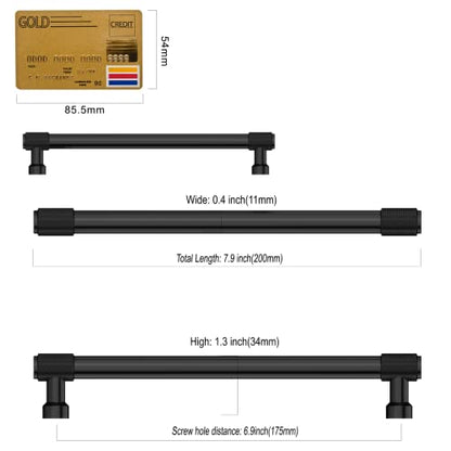 Amerdeco 10 Pack Matte Black Knurled Cabinet Pulls - 7 Inch(177.8mm) Hole Center Kitchen Handles Drawer Pulls Cabinet Hardware ZH0034 - color: Matte Black, size: 7"/177.8MM Hole Center