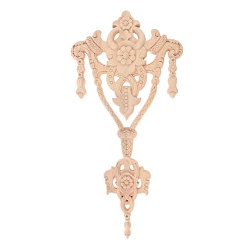 1Pc Wood Carved Onlays Center Wooden Appliques Furniture DIY 11.81" x5.91 - size: 30x15cm/11.81"x5.91"