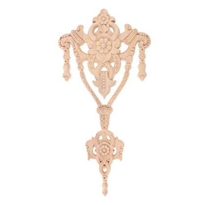1Pc Wood Carved Onlays Center Wooden Appliques Furniture DIY 11.81" x5.91 - size: 30x15cm/11.81"x5.91"