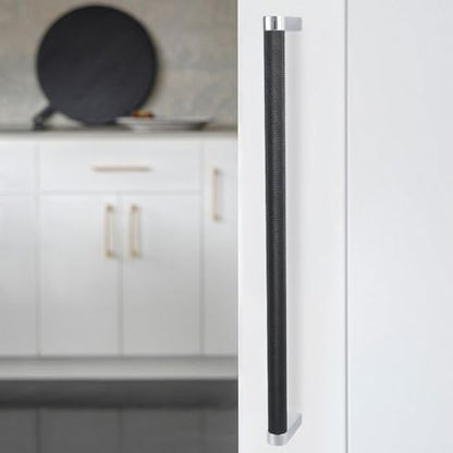 10 Pack 12-5/8 Inch(320mm) Matte Black and Polished Chrome Kitchen Cabinet Handles Knurled Cabinet Pulls Black Drawer Pulls Kitchen Hardware - color: Black And Polished Chrome, size: 12-5/8'' Hole Center(320mm)