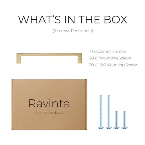 Ravinte Champagne Bronze Kitchen Square Cabinet Handles 6-1/4 Inch 10 Pack - size: 6-1/4 Inch hole