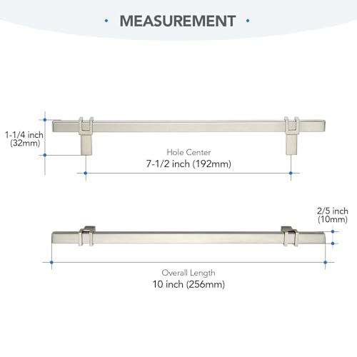 HOME EDIT 25 Pack 7-1/2 inch Brushed Nickel Cabinet Handles, Kitchen Cabinet Handles Drawer Pulls Zinc Alloy Square Bar Kitchen Pulls - color: Brushed Nickel, size: 7-1/2 Inch Hole Center