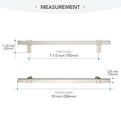HOME EDIT 25 Pack 7-1/2 inch Brushed Nickel Cabinet Handles, Kitchen Cabinet Handles Drawer Pulls Zinc Alloy Square Bar Kitchen Pulls - color: Brushed Nickel, size: 7-1/2 Inch Hole Center