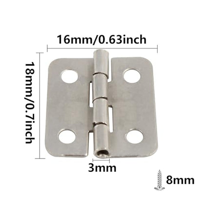 40Pcs 0.7”x0.63” Mini Retro Hinges, Rectangle Iron Box Hinges, Small Hinges for Wooden Cabinet Jewelry Box Case, Silver - color: Silver