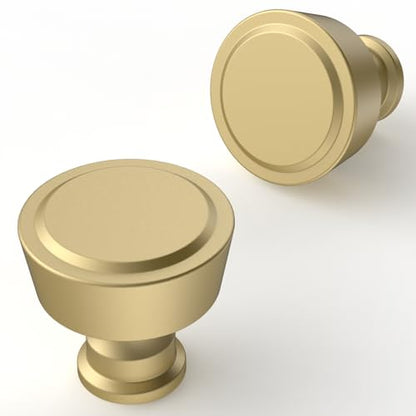 10 Pack Brushed Gold Cabinet Knobs 1-1/5 Inch(30mm) Single Hole Cabinet Pulls Round Kitchen Cabinet Knobs - color: Brushed Gold, size: Single Hole Knob