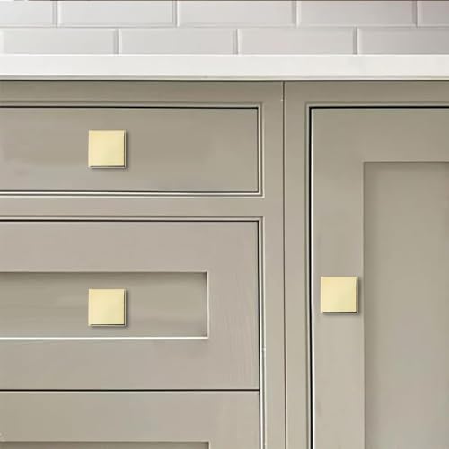 khtumeware 10-Pack 1-1/2 Square Heavy Duty Solid Polished Brass zinc backplates for Cabinet knobs Suitable for Dressers,Drawers and Kitchen Hardware - color: Polished Brass